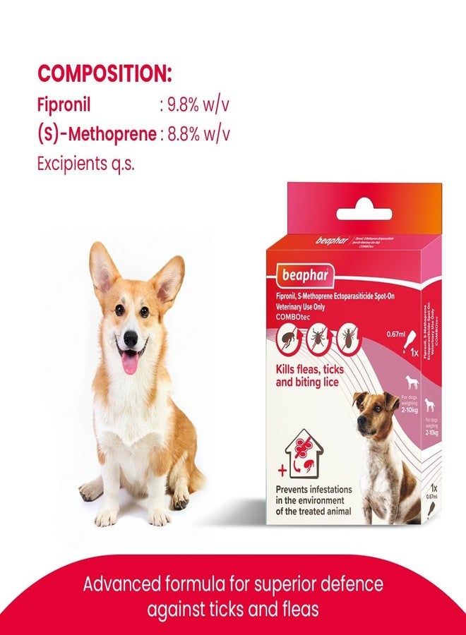 Beaphar Flea & Tick Spot On Combotec Fipronil/s-Methoprene | Kills Fleas, Ticks and Biting Lice | 0.67 ML Single Pipette for Small Dog - Image 2